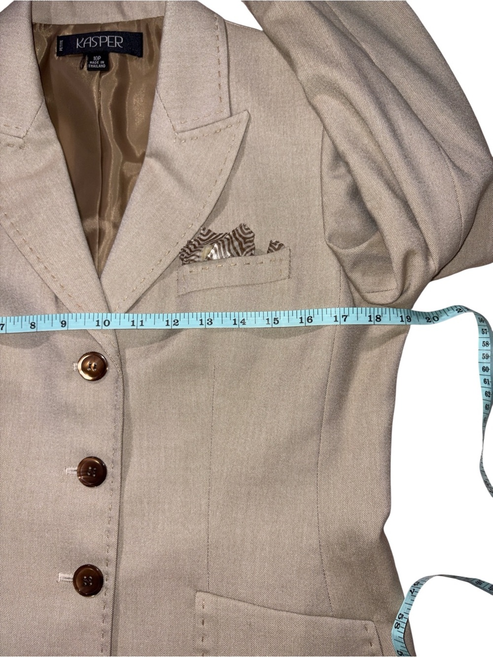 Kasper Beige Stitch Detail Blazer Petite 10 - Picture 8 of 10